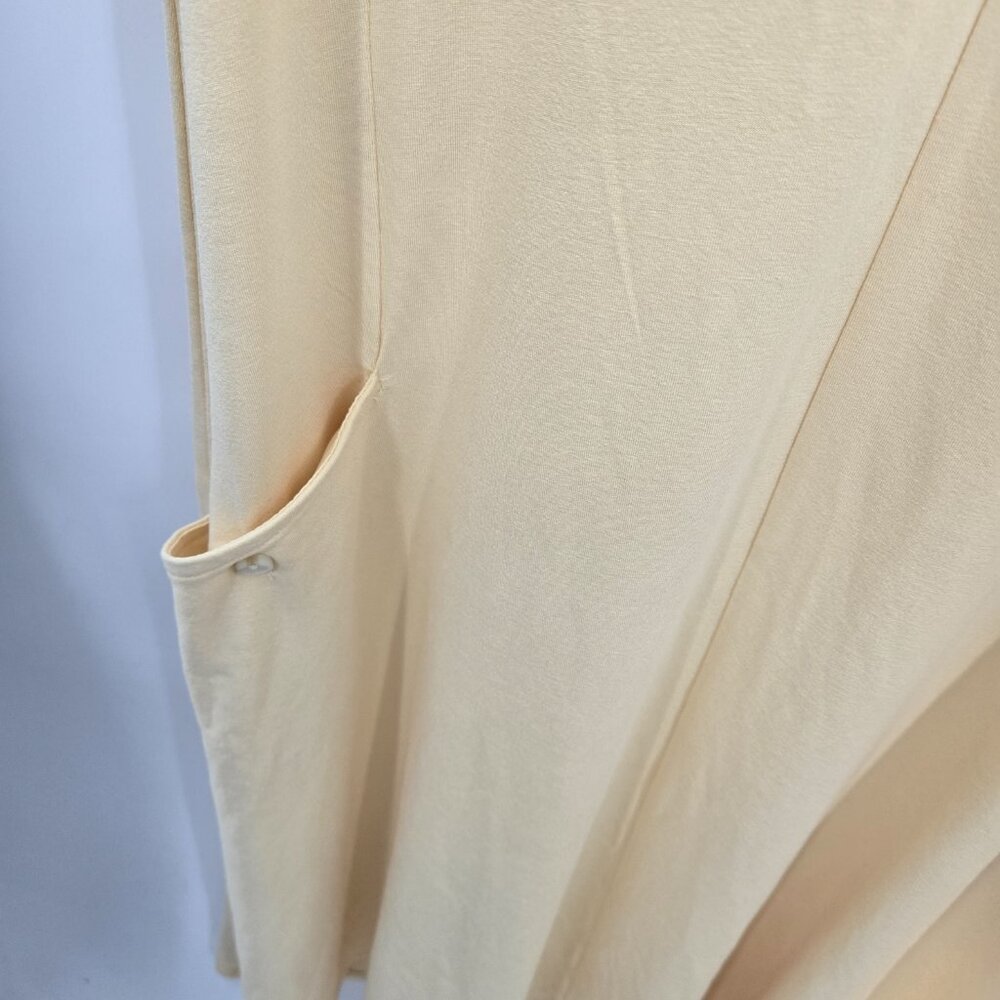 J. Jill Butter Yellow Lemonzest Rayon Big Pocket Collar V-Neck Midi Dress Small - Picture 5 of 16